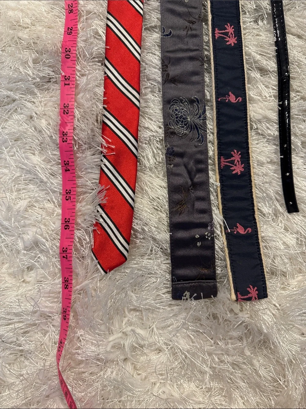 Assorted Women’s Fabric and Leather Belts - Red, Black, Navy & Pink, and Grey
